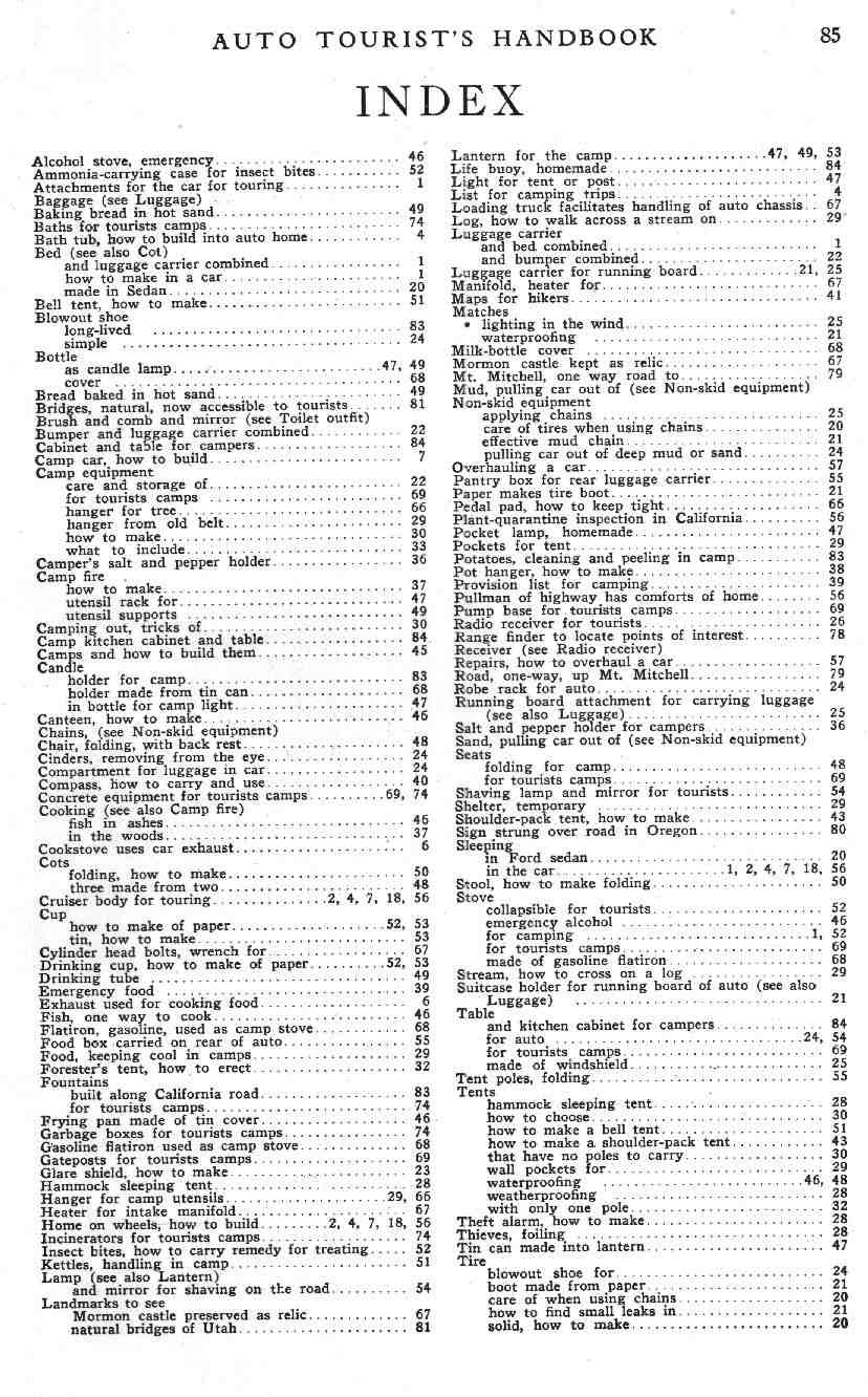 1924 Popular Mechanics Auto Tourist Handbook Page 69
